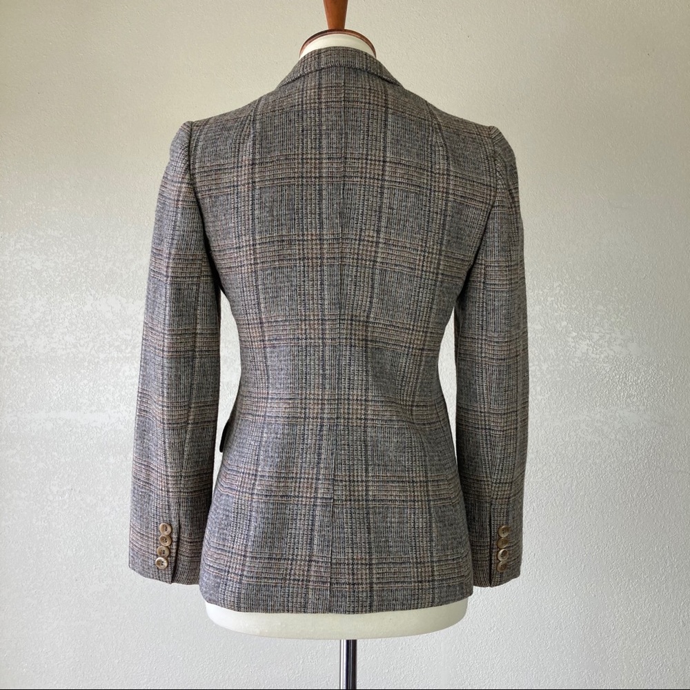 Vintage 80's Evan Picone Plaid Pure Wool Blazer - Picture 3 of 11